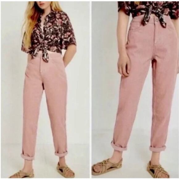 BDG Mom High Rise Pink Corduroy Tapered Leg Pants Size 25 NWOT - Picture 4 of 13